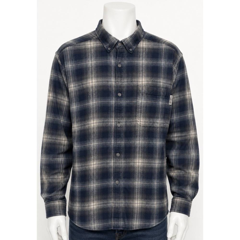 WOLVERINE Men's Flannel Shirt Jacket Blue Gray XXL 2XL Long Sleeve Button Up